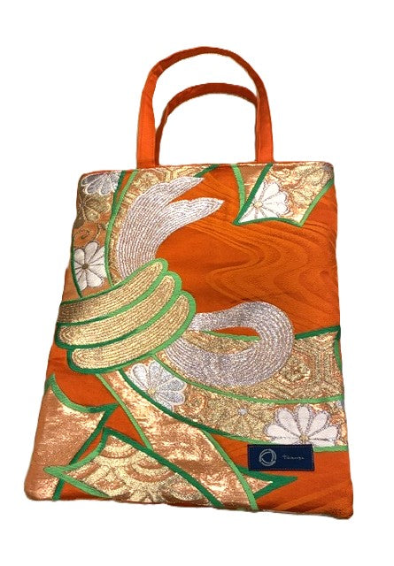 Japanese Kimono Silk Tote Bag, Vintage Obi Handmade Bag, Upcycled Sustainable Gift, One of a Kind Eco Bag【KB-34】