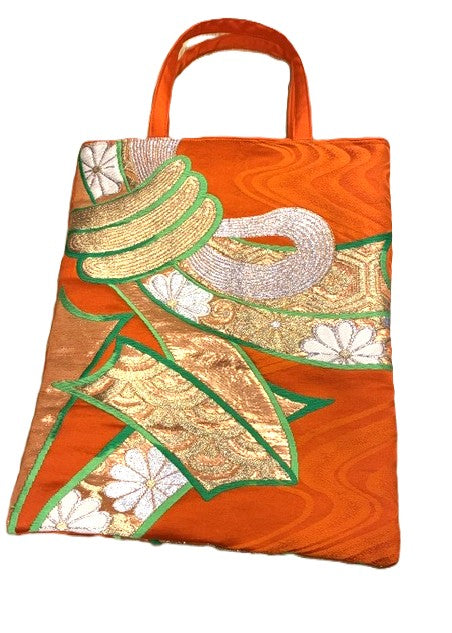 Japanese Kimono Silk Tote Bag, Vintage Obi Handmade Bag, Upcycled Sustainable Gift, One of a Kind Eco Bag【KB-34】