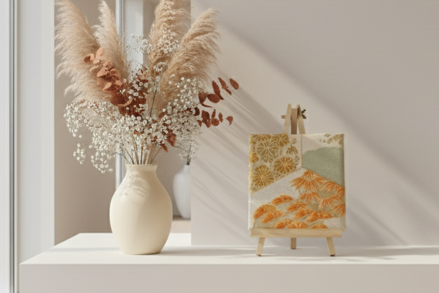 Decorative Obi Wall Panel Handmade from Vintage Japanese Textile Art